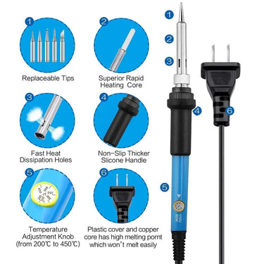 60W Adjustable Electric Soldering Iron Kit - InspiredGrabs.com